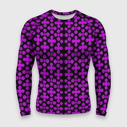 Мужской рашгард Розовые четырёхлистники на чёрном фоне