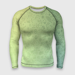 Рашгард мужской Соцсети зеленый фон, цвет: 3D-принт
