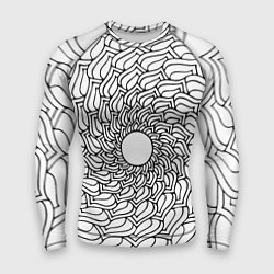 Рашгард мужской Мандала солнцевидная чёрно-белая, цвет: 3D-принт