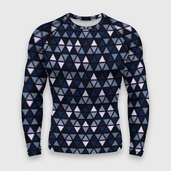 Рашгард мужской Чёрно-синий паттерн треугольники, цвет: 3D-принт