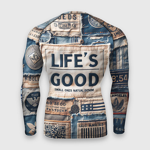 Мужской рашгард Жизнь хороша-пэчворк / 3D-принт – фото 2