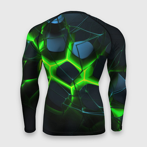 Мужской рашгард Зеленый неон и разлом плит / 3D-принт – фото 2