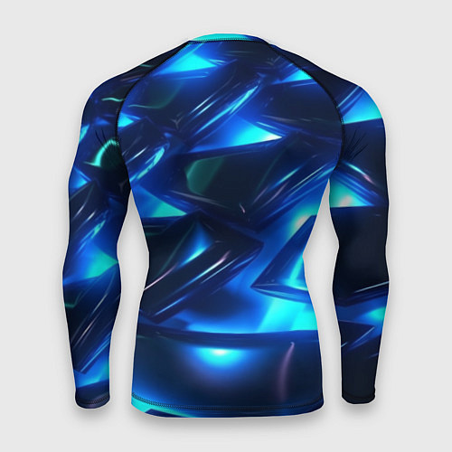 Мужской рашгард Синие абстрактные неоновые плиты / 3D-принт – фото 2