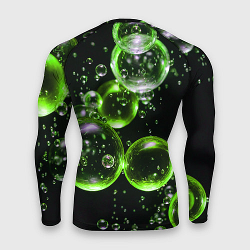 Мужской рашгард Зеленые пузыри на черном / 3D-принт – фото 2