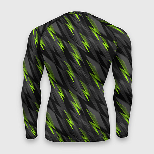 Мужской рашгард Модная сова и зеленые молнии / 3D-принт – фото 2