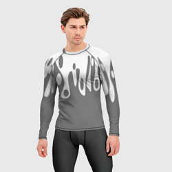 Рашгард мужской Потеки белой краски на сером фоне, цвет: 3D-принт — фото 2