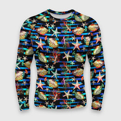 Рашгард мужской Морская жизнь под водой паттерн, цвет: 3D-принт