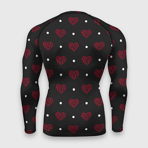 Мужской рашгард Красные сердечки и белые точки на черном / 3D-принт – фото 2