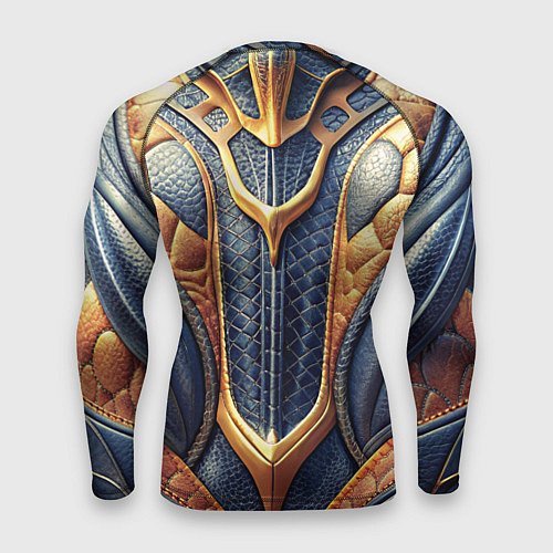Мужской рашгард Темная кожаная броня с желтой оплеткой / 3D-принт – фото 2