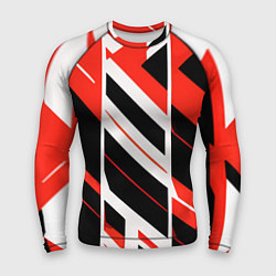 Рашгард мужской Black and red stripes on a white background, цвет: 3D-принт