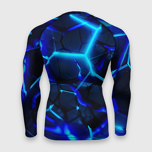 Мужской рашгард Яркие голубые неоновые плиты в разломе / 3D-принт – фото 2