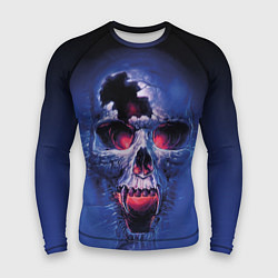 Мужской рашгард Череп разъяренный кричащий - blue skull