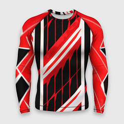 Рашгард мужской Red and white lines on a black background, цвет: 3D-принт