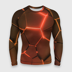 Мужской рашгард Оранжевые неоновые плиты в разломе