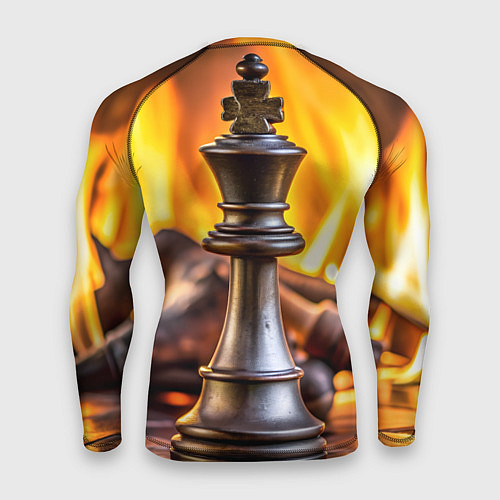 Мужской рашгард Шахматы - король на фоне огня / 3D-принт – фото 2