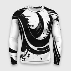 Рашгард мужской Чёрно-белая экспрессивная абстракция, цвет: 3D-принт