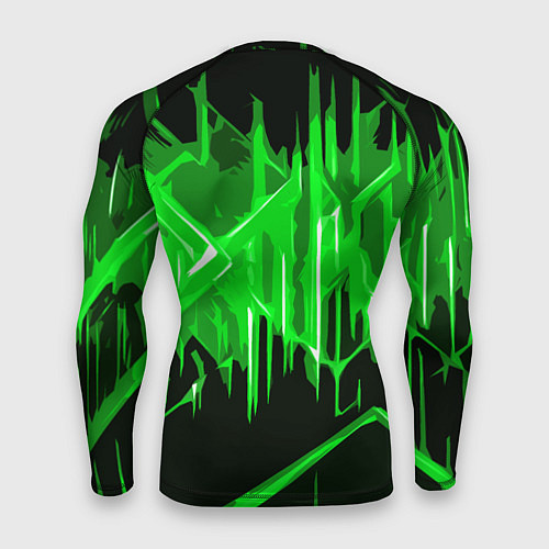 Мужской рашгард Зелёная агрессивная абстракция на чёрном фоне / 3D-принт – фото 2