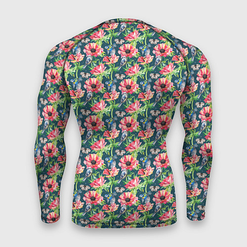 Мужской рашгард Маки и синицы паттерн / 3D-принт – фото 2