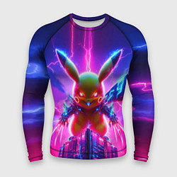 Мужской рашгард Neon horror - cyber Pikachu