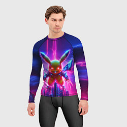 Рашгард мужской Neon horror - cyber Pikachu, цвет: 3D-принт — фото 2