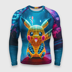 Мужской рашгард Полигональный неоновый Пикачу - нейроарт