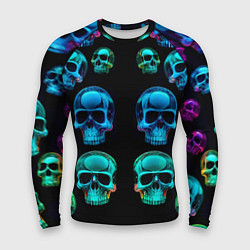 Мужской рашгард Neon skulls - ai art pattern