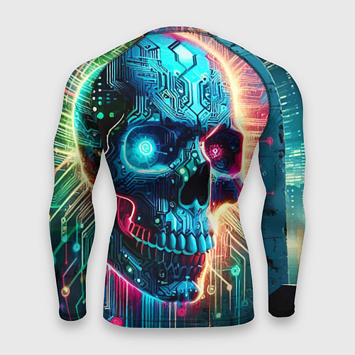 Мужской рашгард Cool cyber skull - neon glow / 3D-принт – фото 2