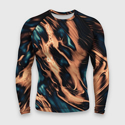 Мужской рашгард Абстракция тёмный бирюзово-медный