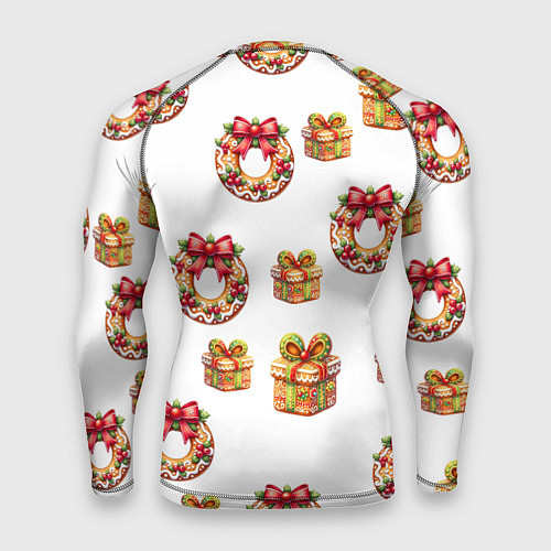 Мужской рашгард Много новогодних пончиков и подарков с бантиком и / 3D-принт – фото 2