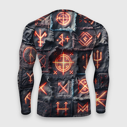 Мужской рашгард Символы викингов на пэчворк джинсах / 3D-принт – фото 2