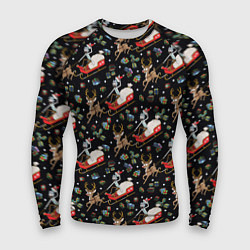 Мужской рашгард Рик и Морти сани с оленем - Christmas