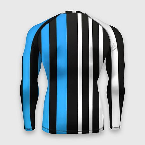 Мужской рашгард Вертикальные полосы триколор синий / 3D-принт – фото 2