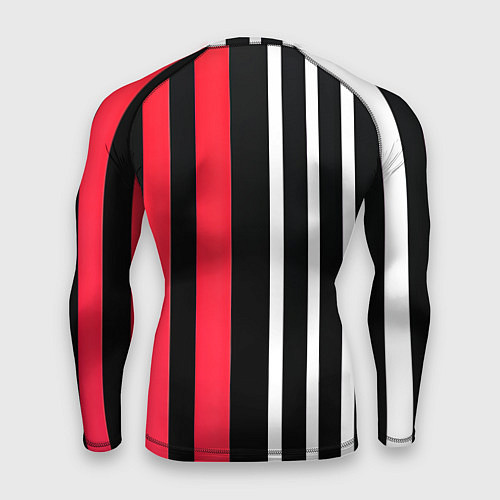 Мужской рашгард Вертикальные полосы триколор красный / 3D-принт – фото 2