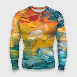 Рашгард мужской Хаотичный цветные мазки краски, цвет: 3D-принт