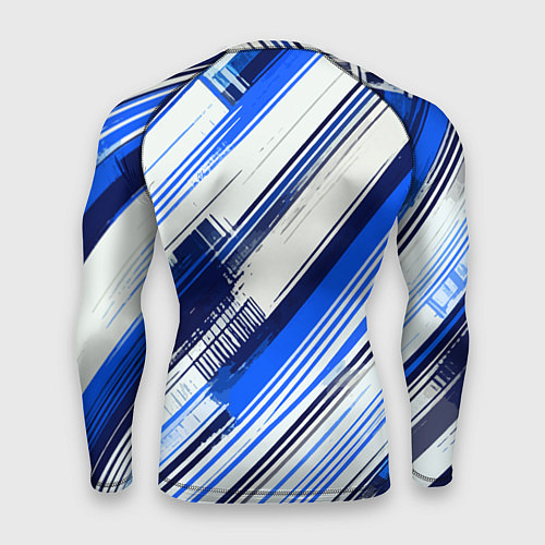 Мужской рашгард Синие диагональные полосы на белом фоне / 3D-принт – фото 2