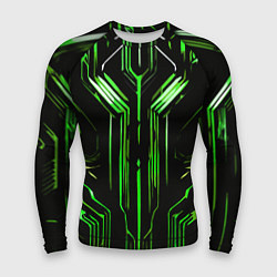 Мужской рашгард Green stripes on a black background