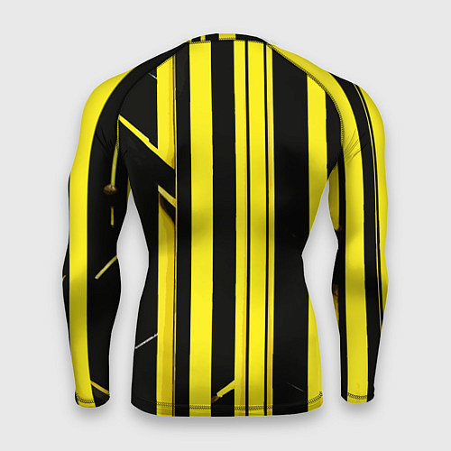 Мужской рашгард Толстые жёлтые полосы на чёрном фоне / 3D-принт – фото 2