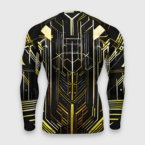 Мужской рашгард Gold lines on a black background / 3D-принт – фото 2