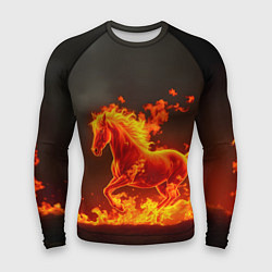 Рашгард мужской Огненная лошадь на темном фоне, цвет: 3D-принт