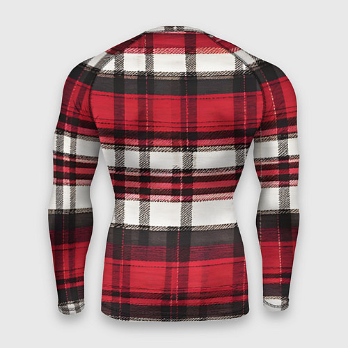Мужской рашгард Красно-белая ткань в клетку / 3D-принт – фото 2