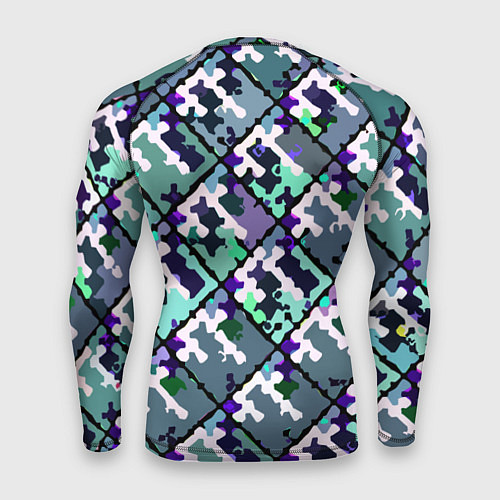 Мужской рашгард Бирюзовый абстрактный паттерн / 3D-принт – фото 2