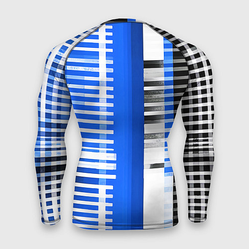 Мужской рашгард White stripes on a black and blue background / 3D-принт – фото 2