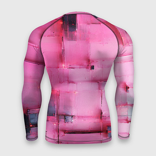 Мужской рашгард Чёрные пятна на розовом фоне абстракция / 3D-принт – фото 2