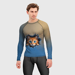 Рашгард мужской Выглядывающий котенок, цвет: 3D-принт — фото 2