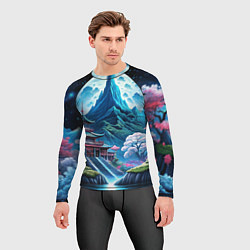 Рашгард мужской Пейзаж Японии и горы, цвет: 3D-принт — фото 2