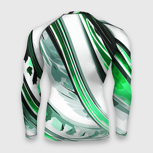 Мужской рашгард Волнистая бело-зелёная абстракция / 3D-принт – фото 2