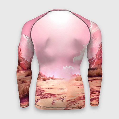 Мужской рашгард Верблюд в розовой пустыне / 3D-принт – фото 2