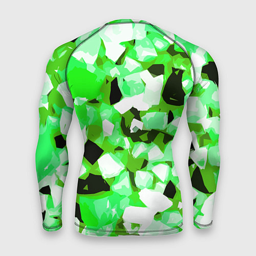 Мужской рашгард Green and white abstraction on a black background / 3D-принт – фото 2