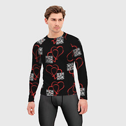 Рашгард мужской Сердца и код любви на черном, цвет: 3D-принт — фото 2