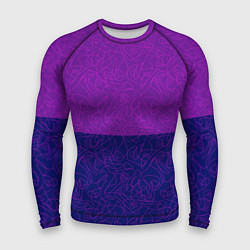 Мужской рашгард Фиолетовый синий узор с абстрактными линиями